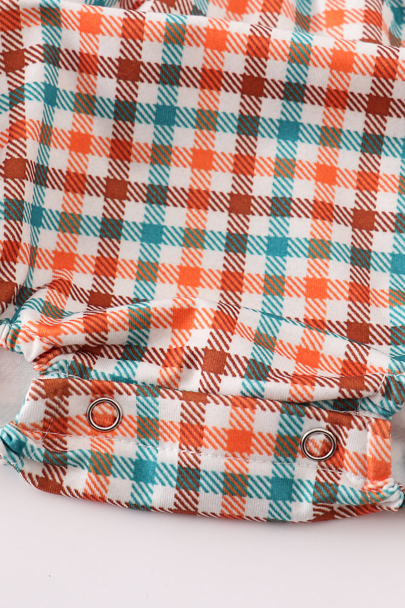 Pumpkin french knot gingham girl bubble