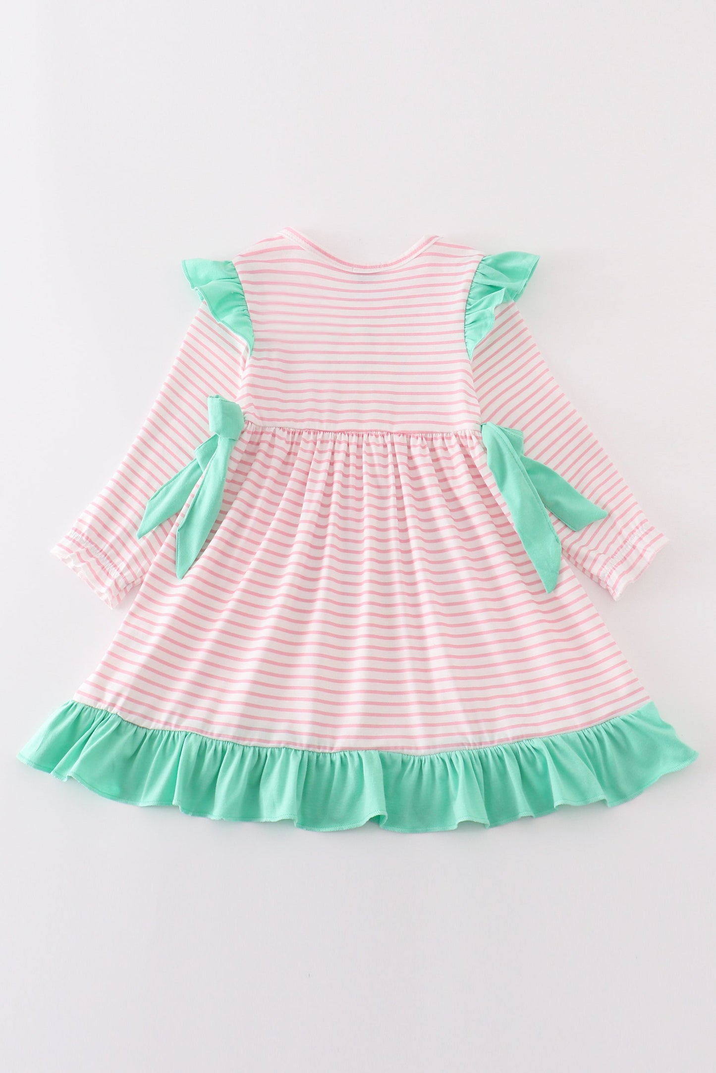 Pink stripe turkey applique dress