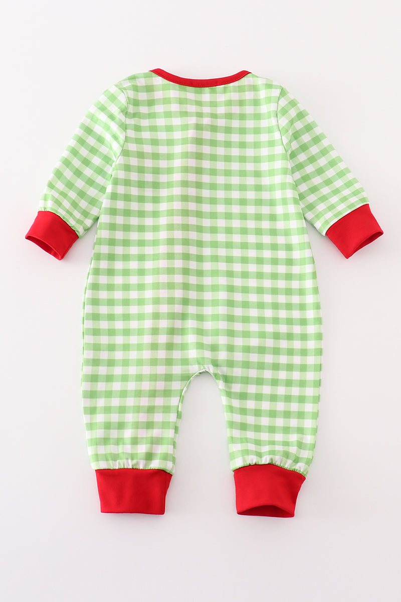 Green christmas grinch french knot boy romper