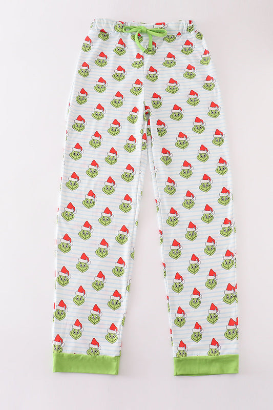 Green stripe christmas grinch dad pajamas pants