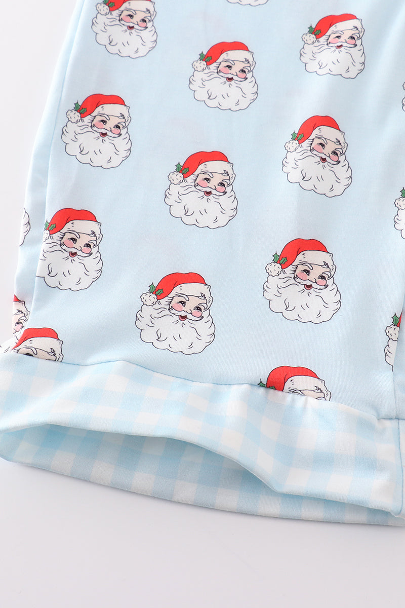 Blue christmas santa claus dad pajamas pants