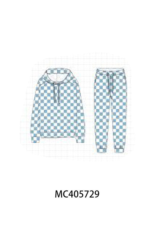 Blue checkered boy set