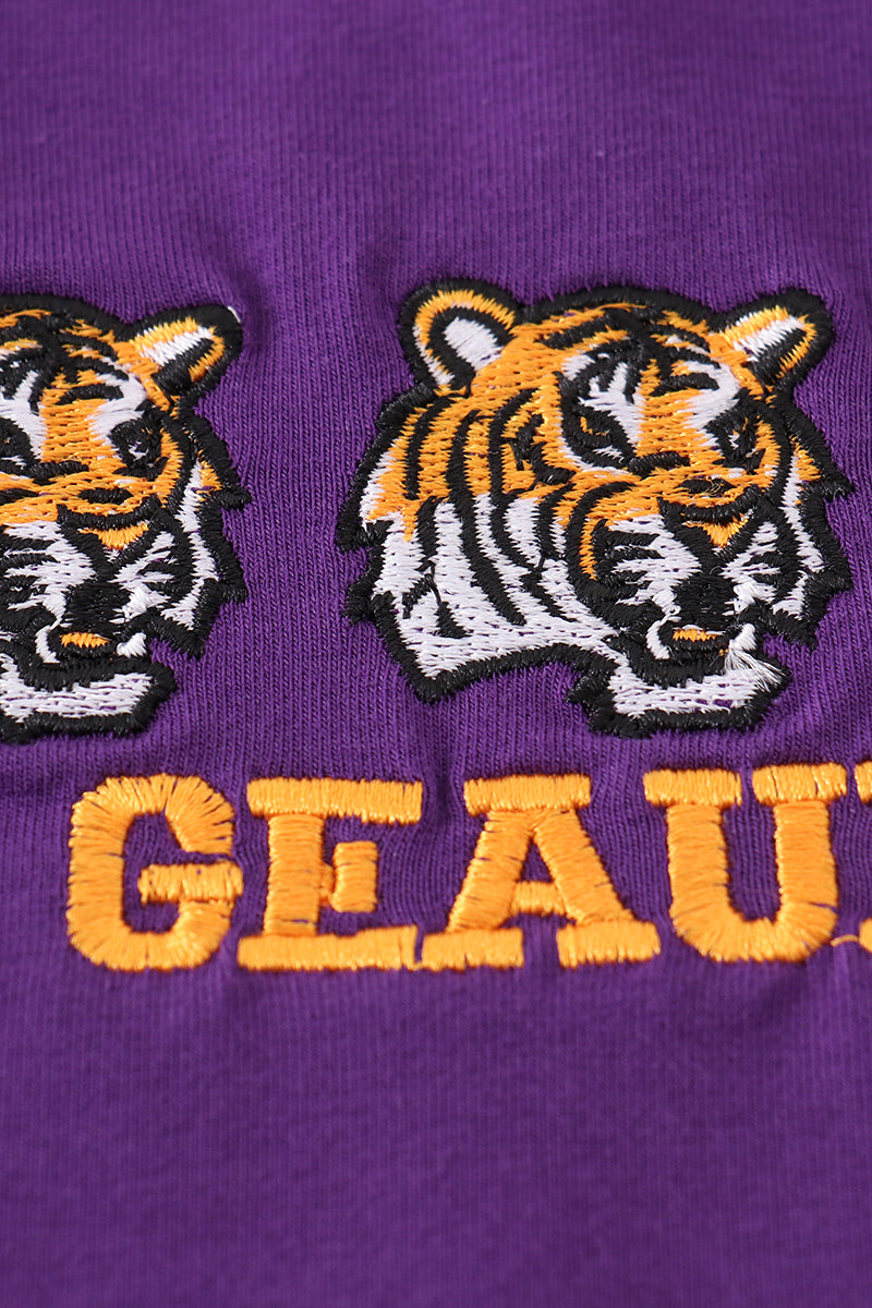 Purple geaux embroidery boy romper