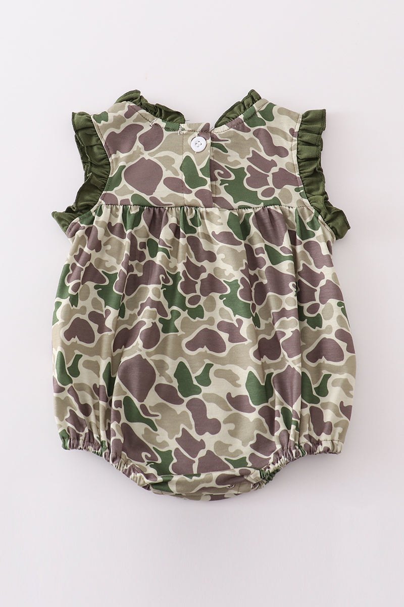 Camouflage print ruffle bubble