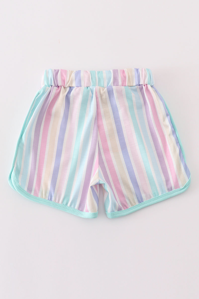 Multicolored stripe girl shorts