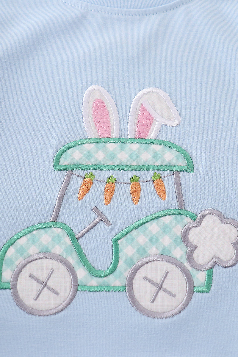 Blue golf easter applique boy bubble