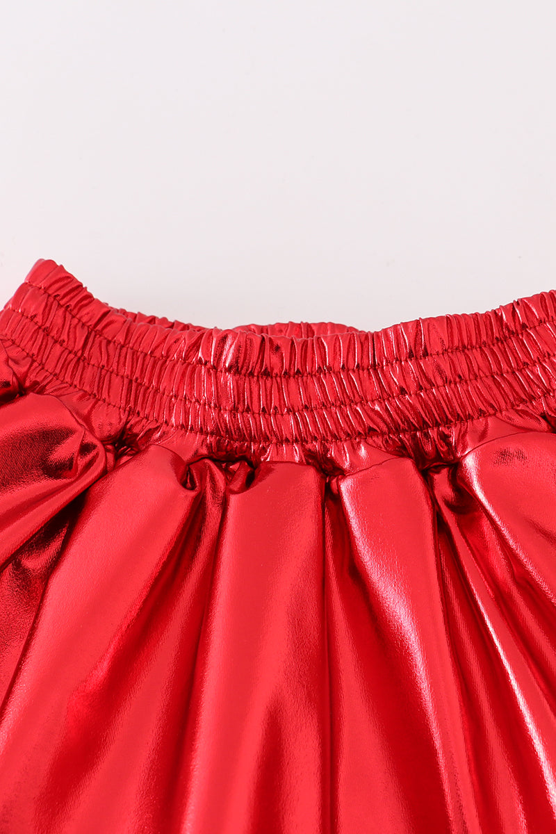 Red girl ruffle laser skorts