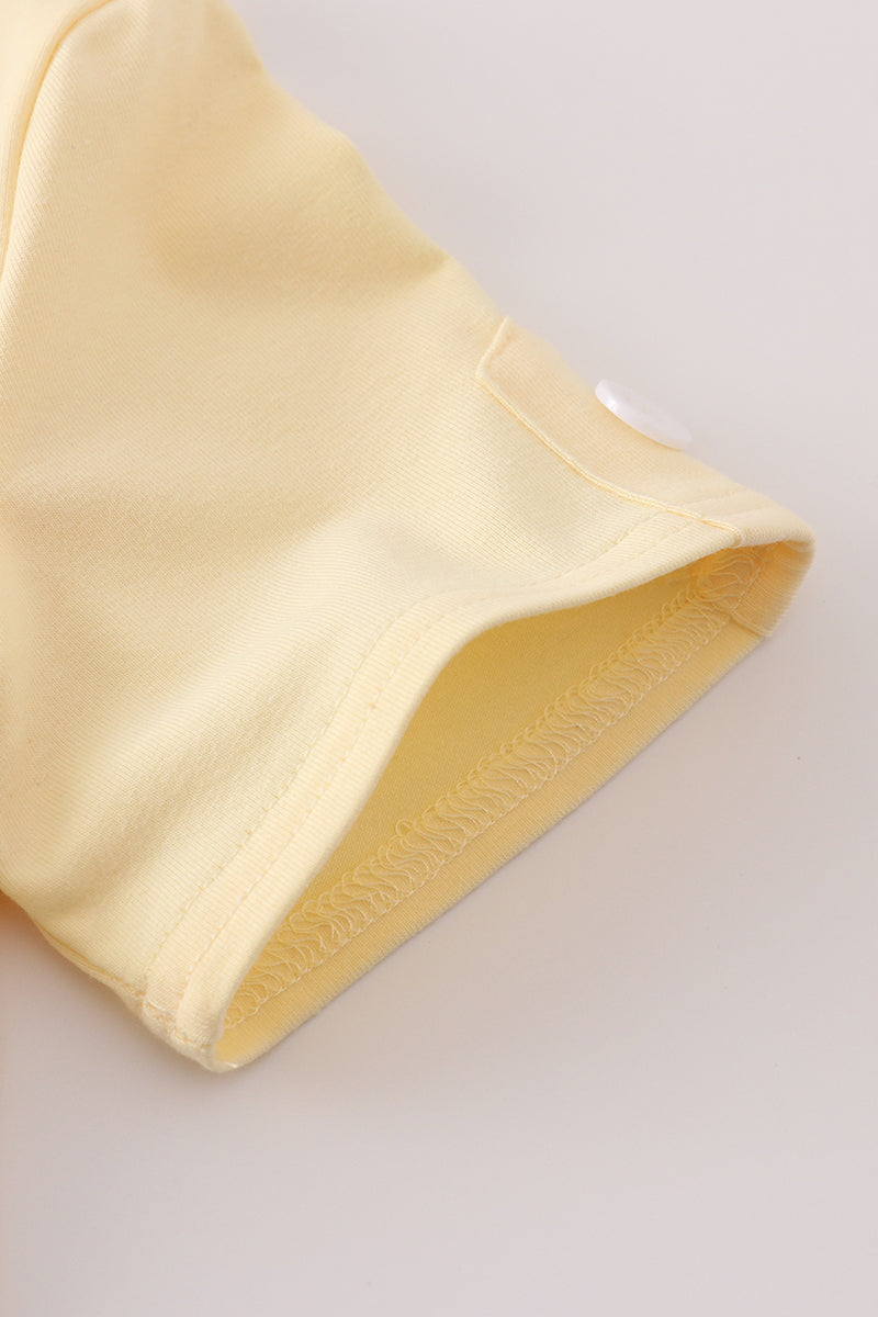 Yellow character applique shorts set