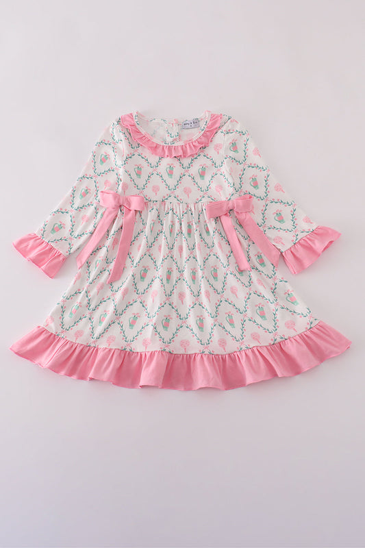 Pink golf print ruffle dress