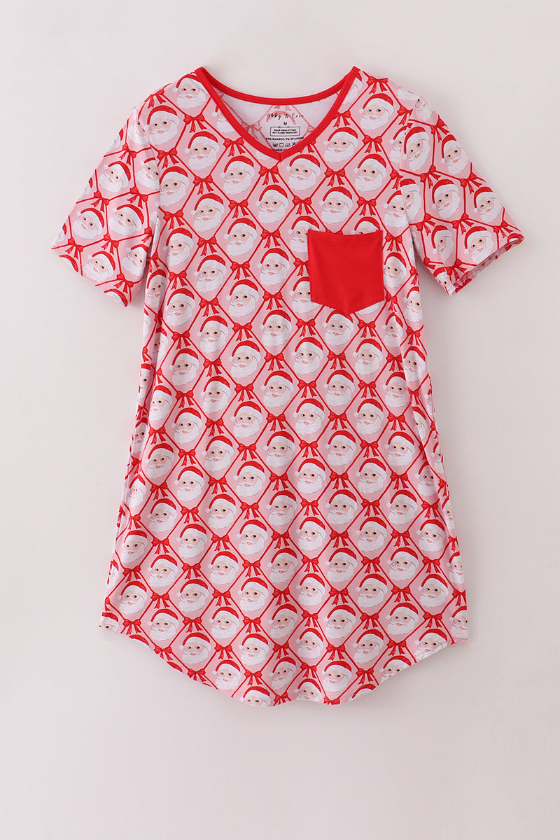 Red santa claus print bamboo mom gown