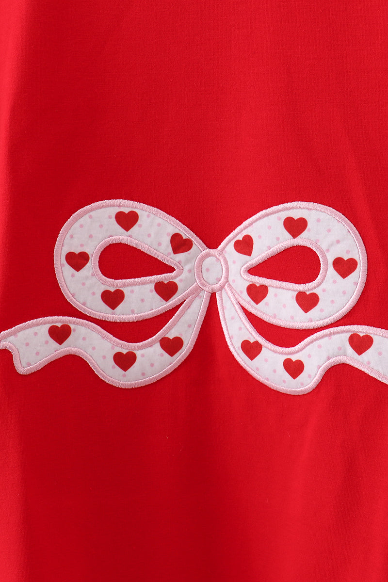 Red bow applique mom&me top