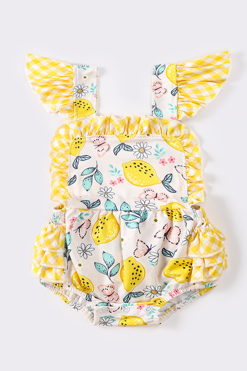 Yellow lemon print girl bubble