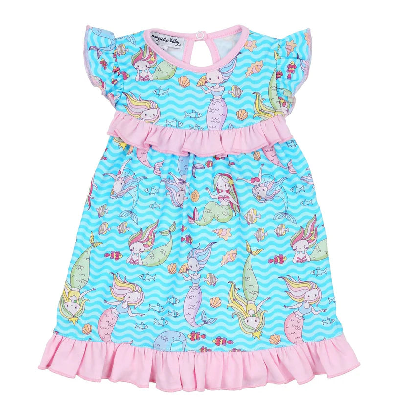 Mermazing! Print Ruffle Flutters Pima Cotton Dress