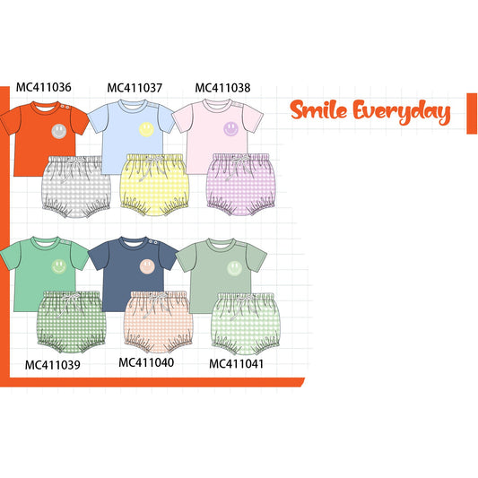 PO44 Multicolored smile gingham bloomer set collection 2 - Ships July