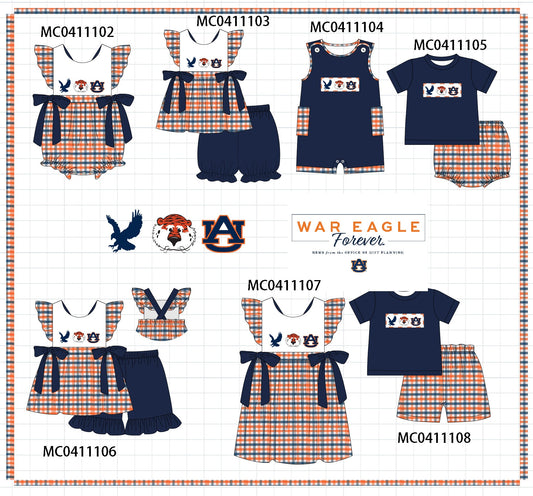 PO44 Navy war eagle embroidery plaid collection - Ships July