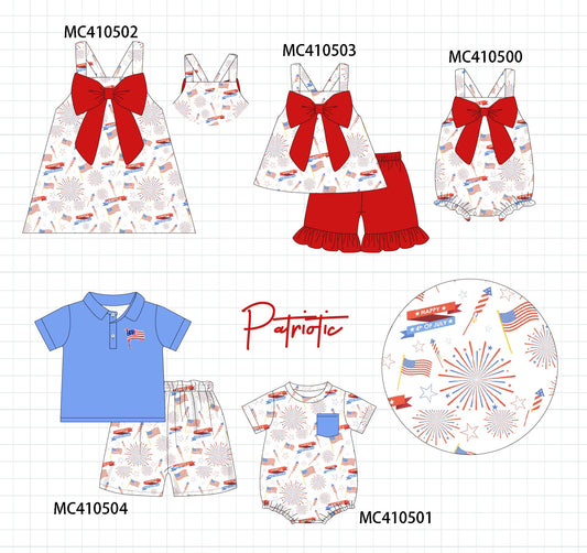 PO42 Patriotic flag print bow collection - Ships June