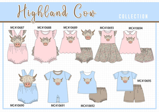 PO42 Pink & blue highland cow applique collection - Ships June