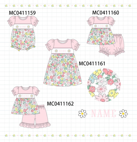 PO44 Pink floral monogram embroidery collection - Ships July