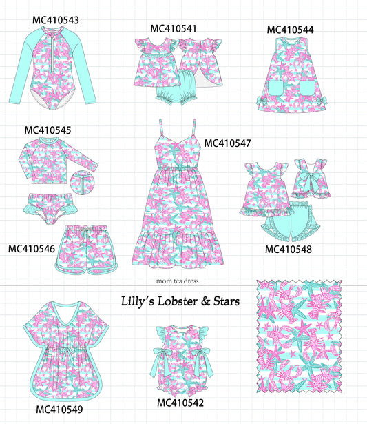 PO42 Pink lobster stars print collection - Ships June