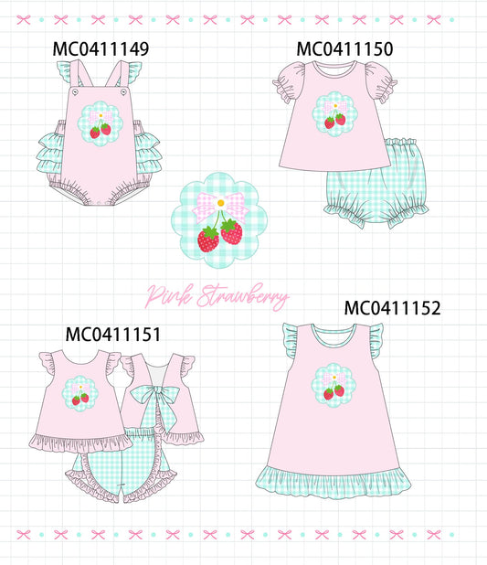 PO44 Pink strawberry applique collection - Ships July