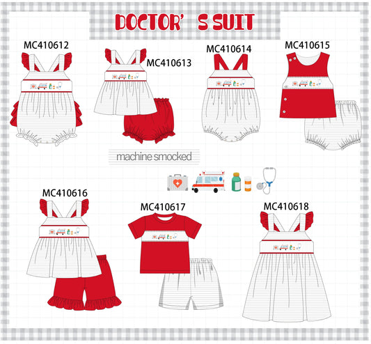 PO42 Red doctor embroidery smocked stripe collection - Ships June