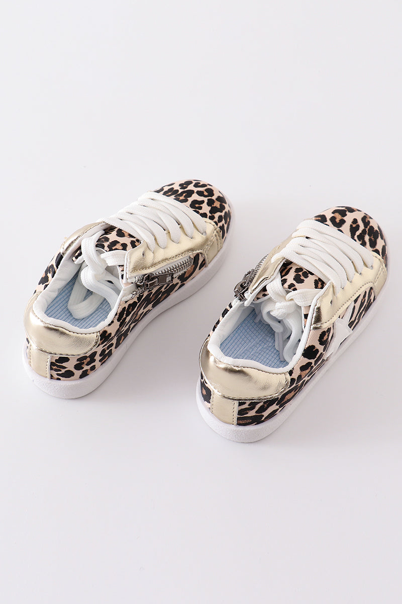 Leopard star glitter sneaker (toddler to big kids)