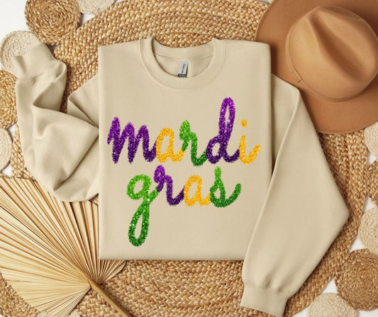 Mardi Gras Cursive SWEATSHIRT.