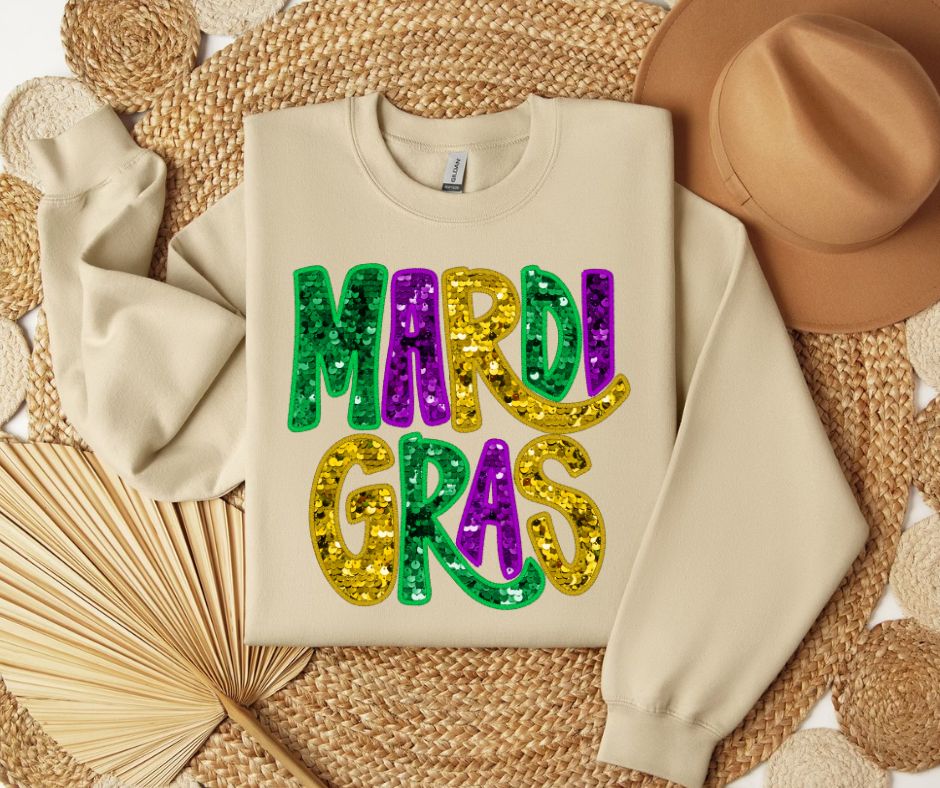 Mardi Gras Faux Sequin SWEATSHIRT.