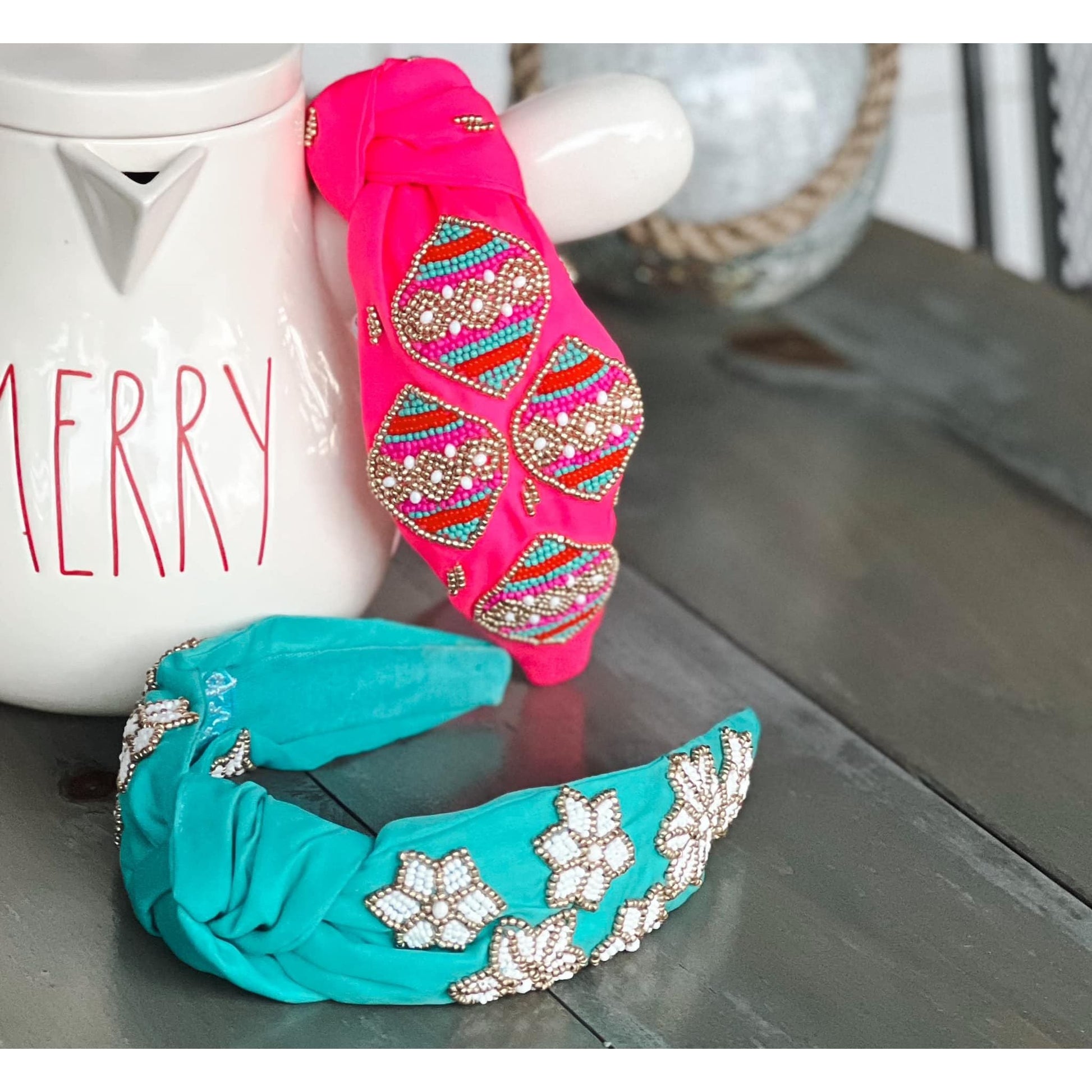 Snowflake Turquoise Beaded Headband - OBX Prep