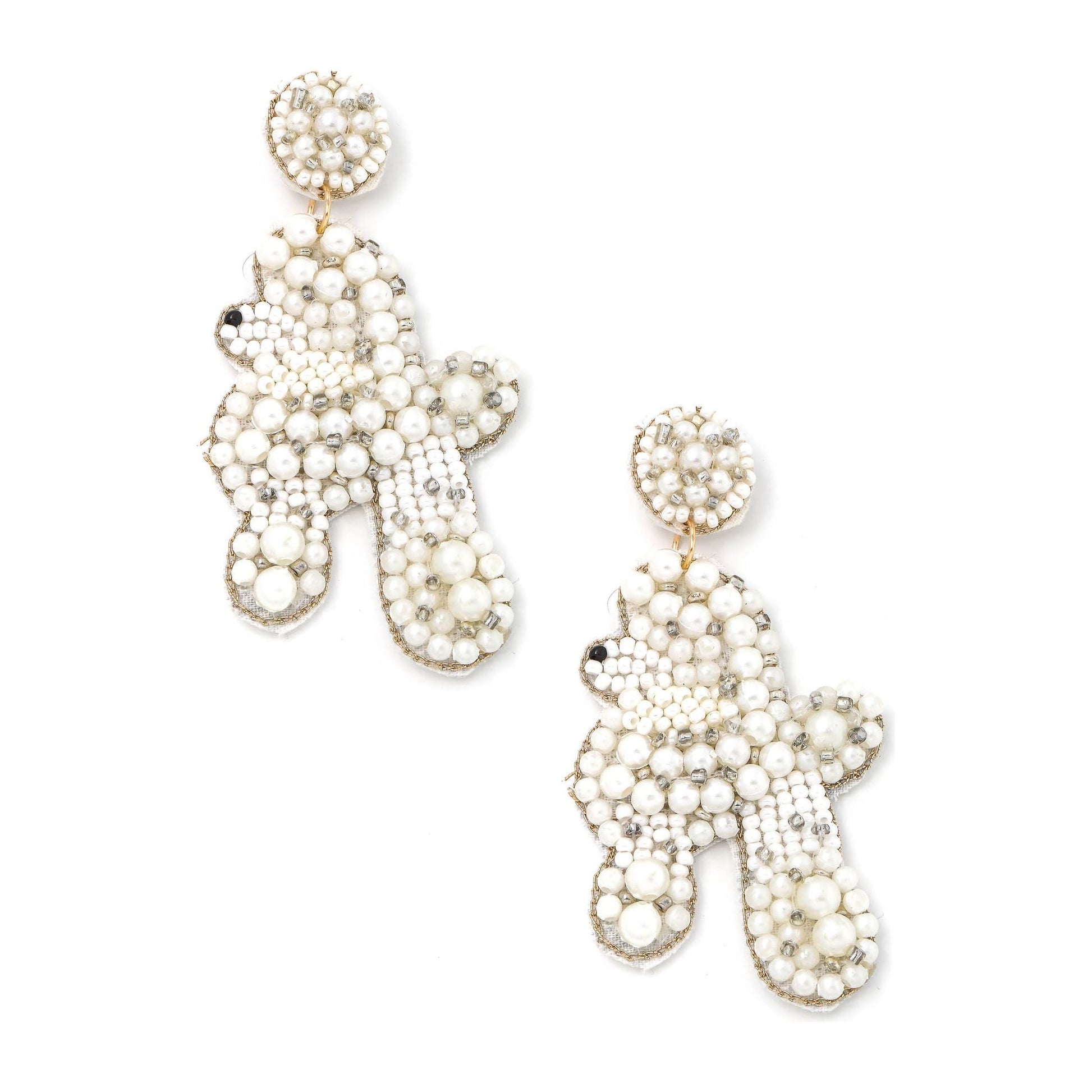 Pearl Beaded Poodle Drop Earrings - OBX Prep