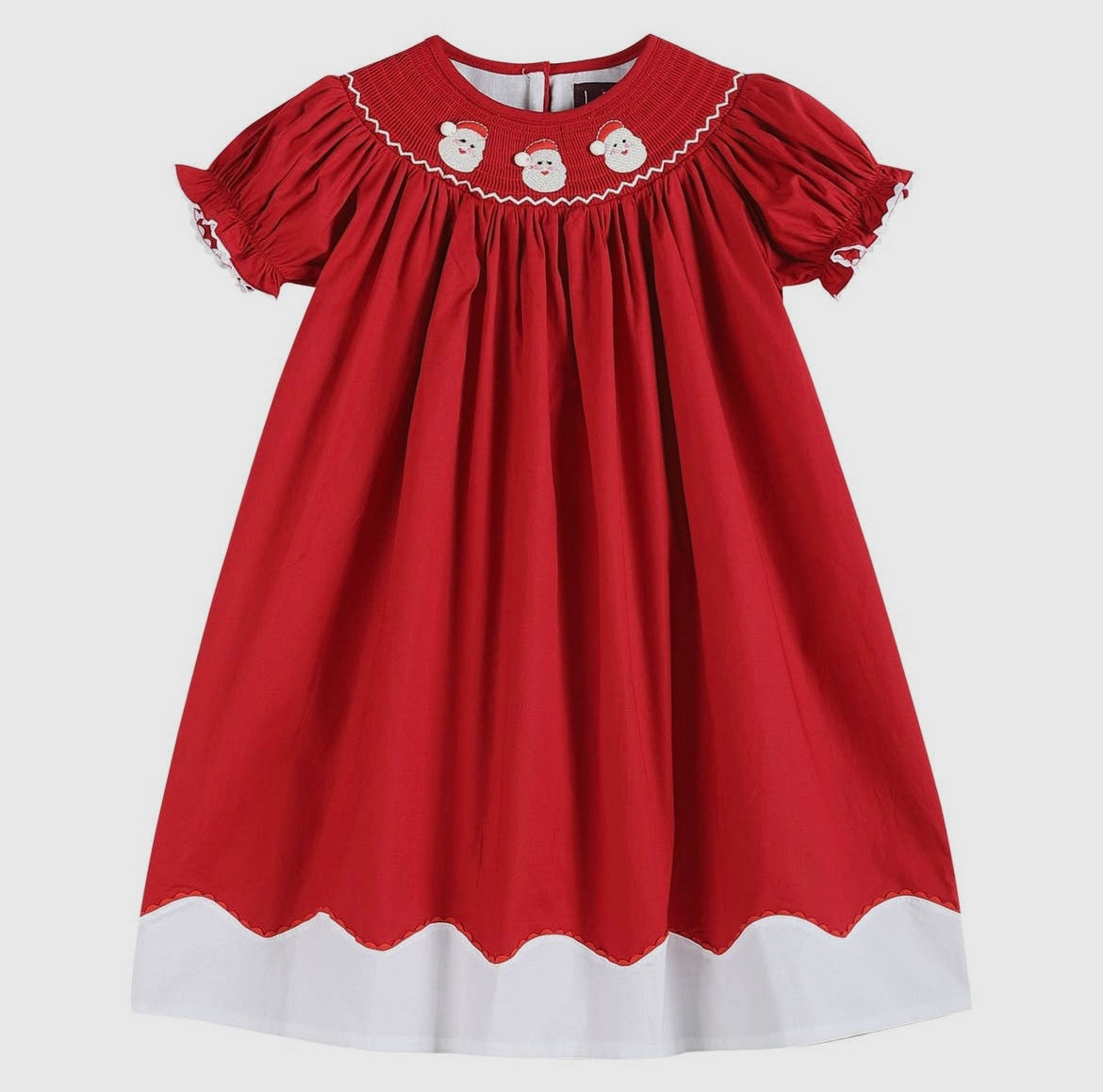 Red Santa Smocked Bishop Dress