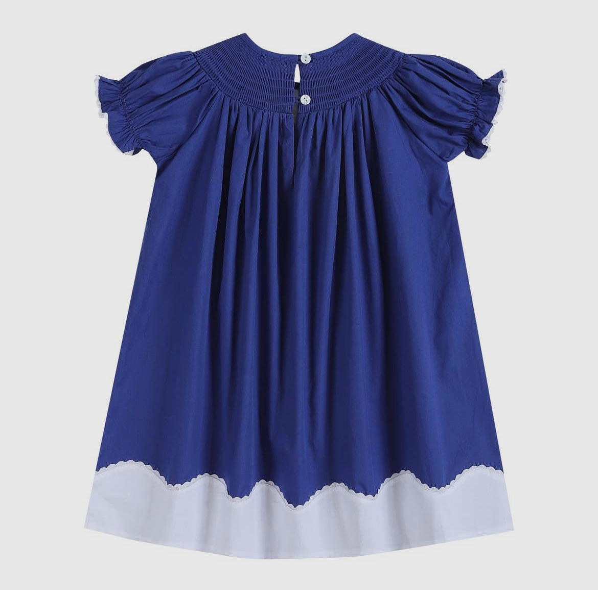 Royal Blue Nativity Smocked Bishop Dress