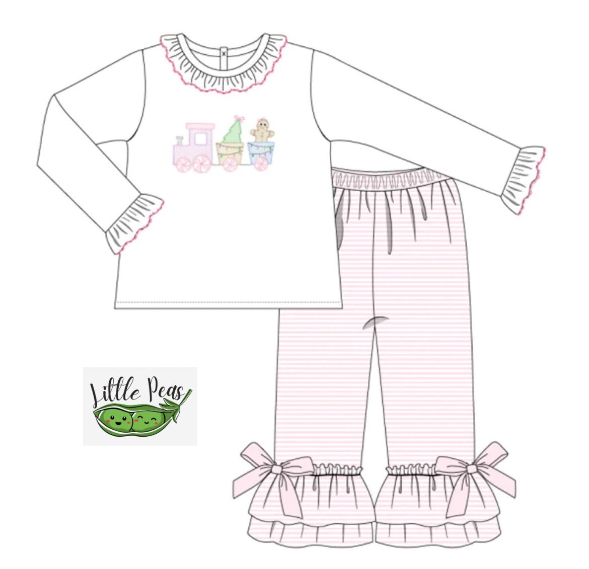 Christmas Train Appliqué Girls Pant Set