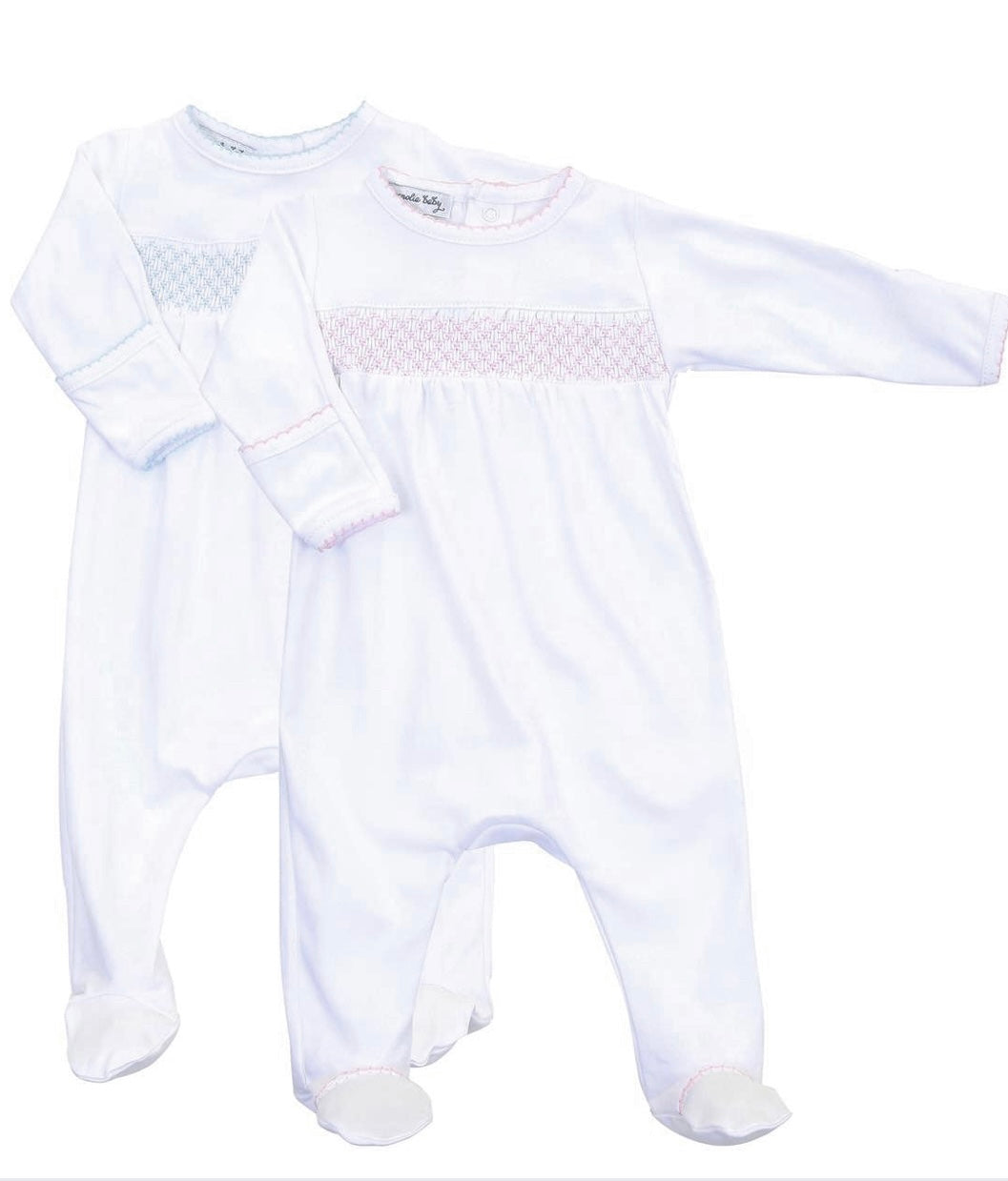 Essentials Baby Pink Hand Smocked Pima Cotton Footie