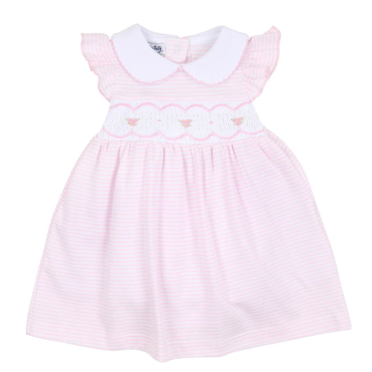 Arthur and Anna Pink Hand Smocked Collared Flutters Pima Cotton Dress Set