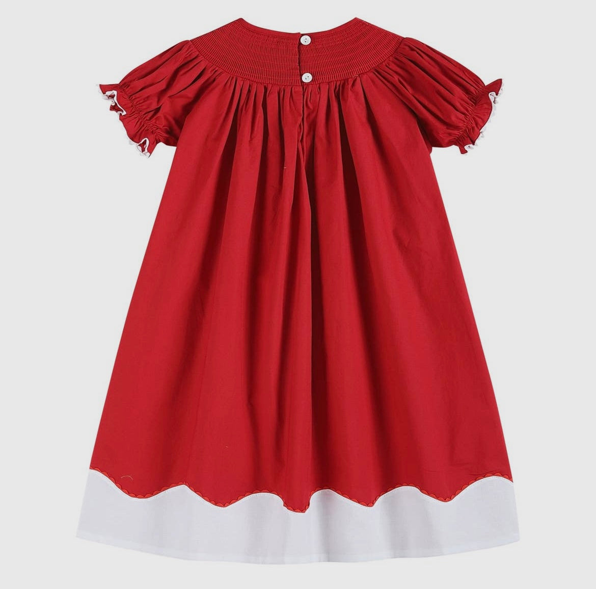 Red Santa Smocked Bishop Dress