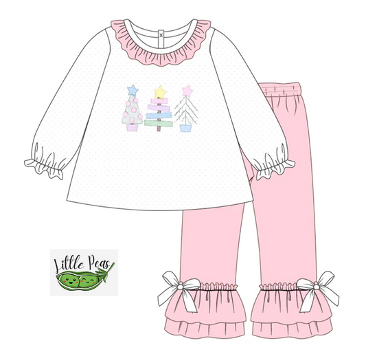 Christmas Tree Appliqué Girls Pant Set