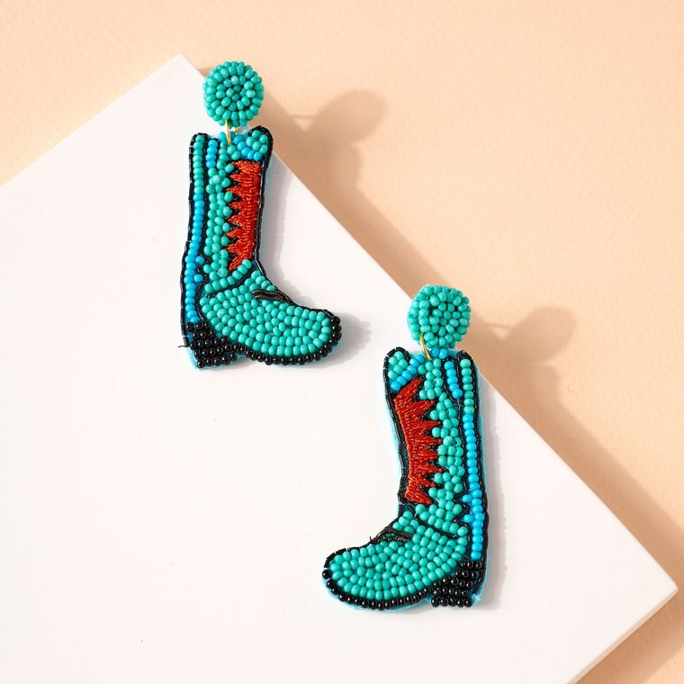 Western Boots Seed Bead Earrings - OBX Prep